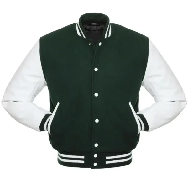 Forest and White Varsity Jacket - Image 2