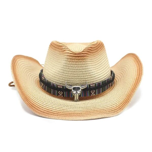Beige and Rust Red Denim Bucket Hat