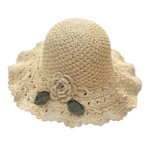 Beige Crochet Flower Bucket Hat