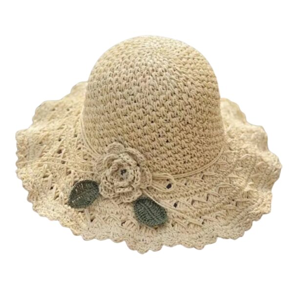 Beige Crochet Flower Bucket Hat