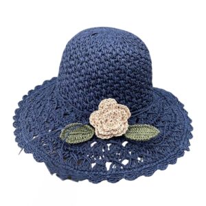 navy blue crochet flower bucket hat